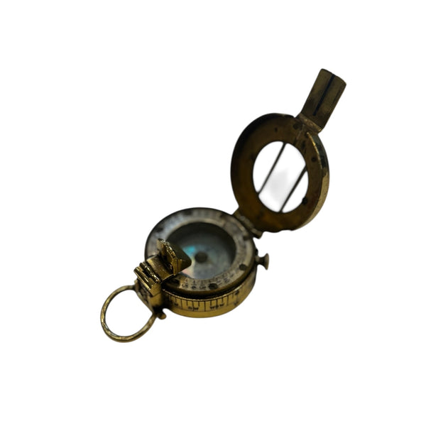 Antique 2nd World War Brass British Army Officer’s 1940 T. G Co. London Prismatic Marching Compass in a wooden box