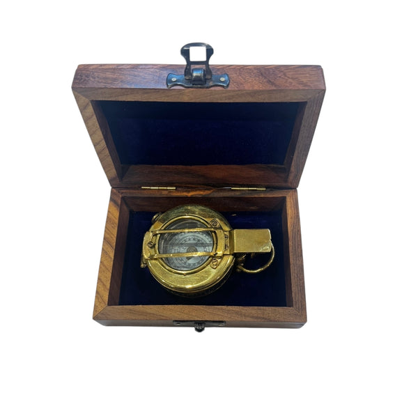 Original Antique E.A.C Australia 2nd World War Brass British / Australian Army Officer’s 1945 Prismatic Compass in a Wooden Box