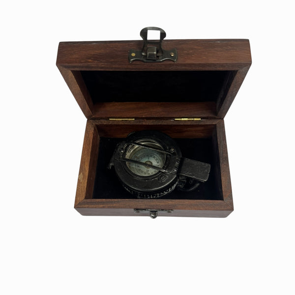 Antique 2nd World War Black T G Co Ltd London circa 1943 Army Prismatic Marching Compass in a wood box