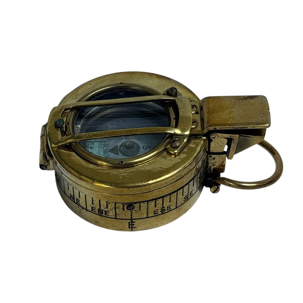 Antique 2nd World War Brass British Army Officer’s 1940 T. G Co. London Prismatic Marching Compass in a wooden box