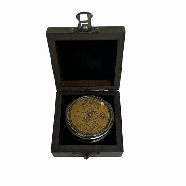 2.5" Black Calendar Compass in a wood box