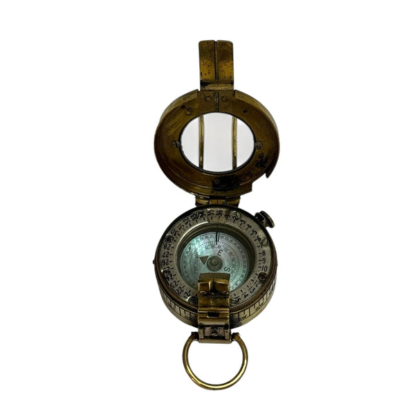 Antique 2nd World War Brass British Army Officer’s 1940 T. G Co. London Prismatic Marching Compass in a wooden box