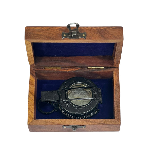 Antique 2nd World War Black T G Co Ltd London circa 1944 Army Prismatic Marching Compass in a wood box
