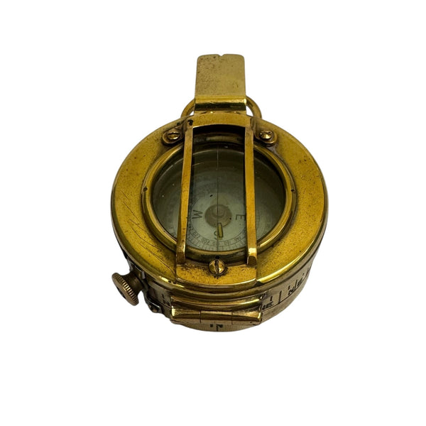 Original Antique 2nd World War Brass Army Officer’s 1944 T. G Co. London Prismatic Compass in a Wooden Box or Original Cloth Pouch