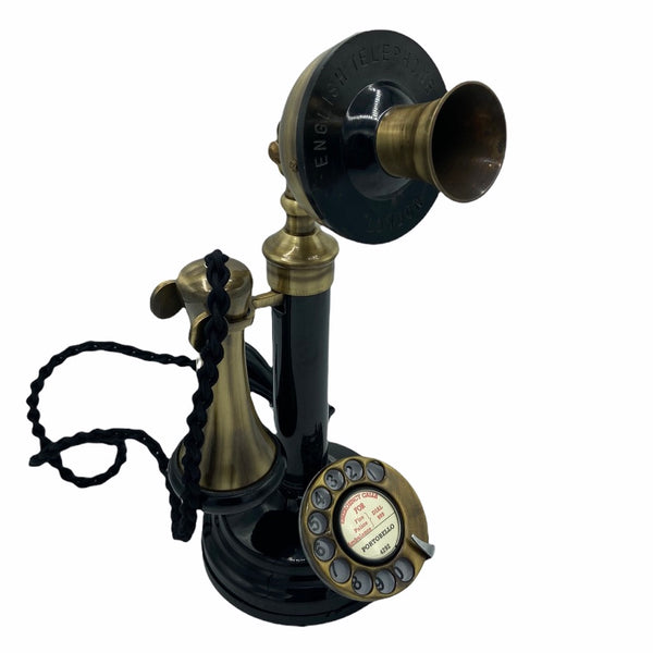 Black Front & Brushed 1920's Style Candlestick Telephone