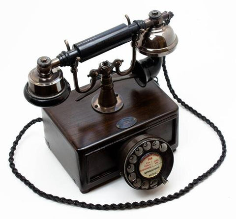 Black Square Box 1930's Style Cradle Telephone