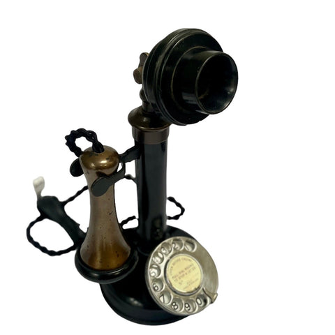 Antique 1900/1910's Black and Bronze English GPO Candlestick Telephone