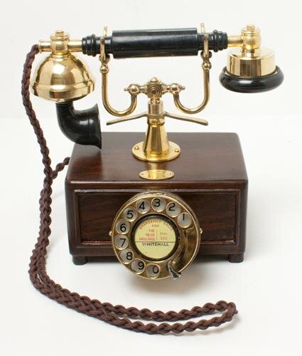 Brass Square Box 1930's Style Cradle Telephone