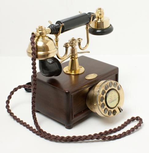 Brass Square Box 1930's Style Cradle Telephone