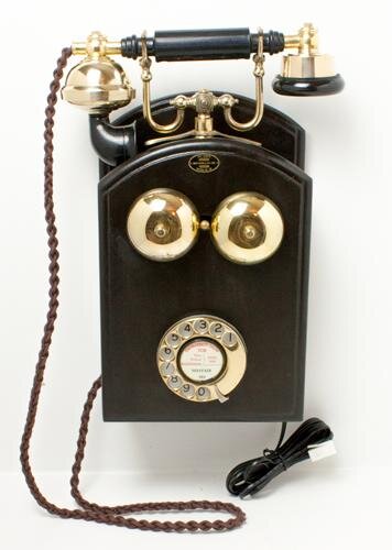 Brass Big Wooden Wall 1930s/40s Style Cradle Telephone