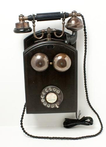 Big Bronze  1930s/40s Style  Wooden Wall Cradle Telephone