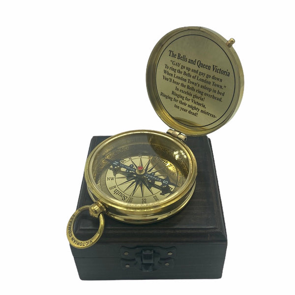 Brass 3" Victoria Compass in a special Wood Box