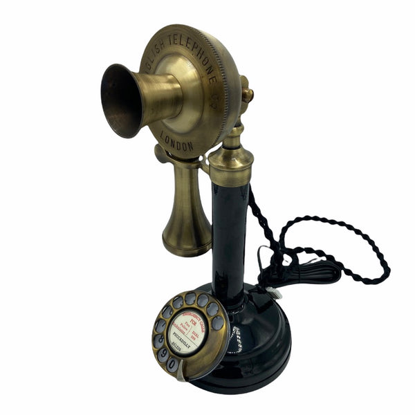 Brushed Front & Black 1920's Style Candlestick Telephone