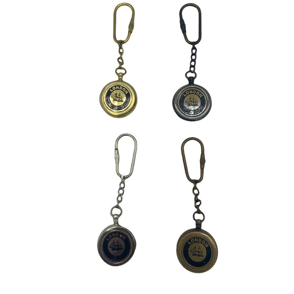 Compass on a Key Ring ( Brass, Bronze, Chrome & Black )