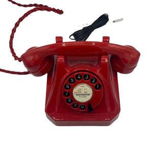 Antique 1950's Red WEIDMANN Swiss Bakelite Table Telephone
