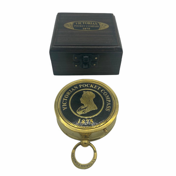 Brass 3" Victoria Compass in a special Wood Box