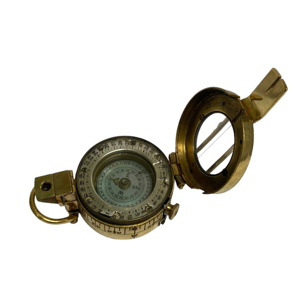 Original Antique E.A.C Australia 2nd World War Brass British / Australian Army Officer’s 1945 Prismatic Compass in a Wooden Box or Original Cloth Pouch
