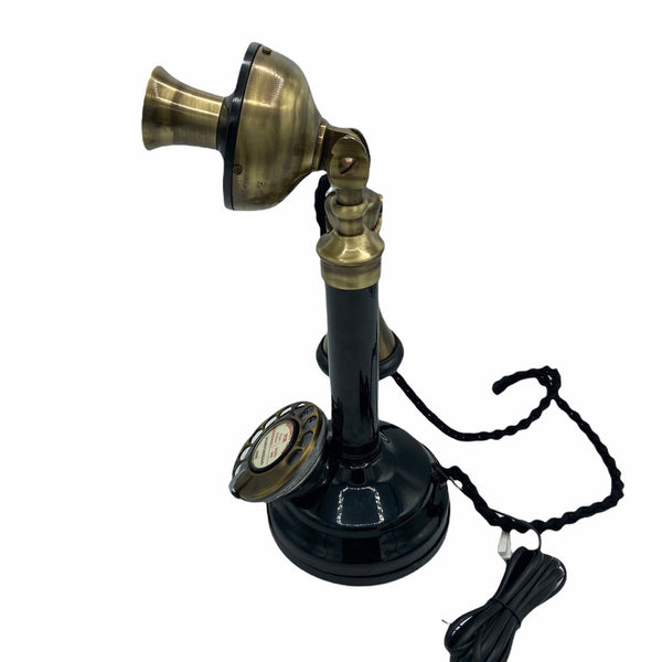 Black Front & Brushed 1920's Style Candlestick Telephone