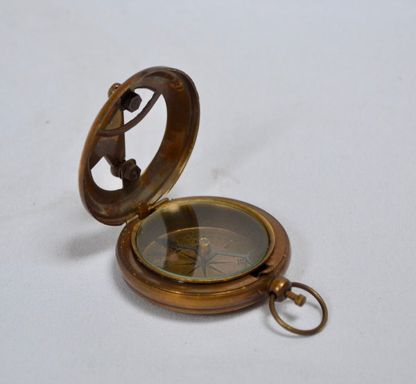 Bronze 2" Pocket Sundial Compass in a box