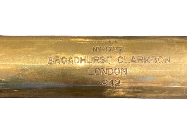 Antique 1942 Broadhurst Clarkson of London 36" Big Brass 3 Draw Telescope in a Wooden Box