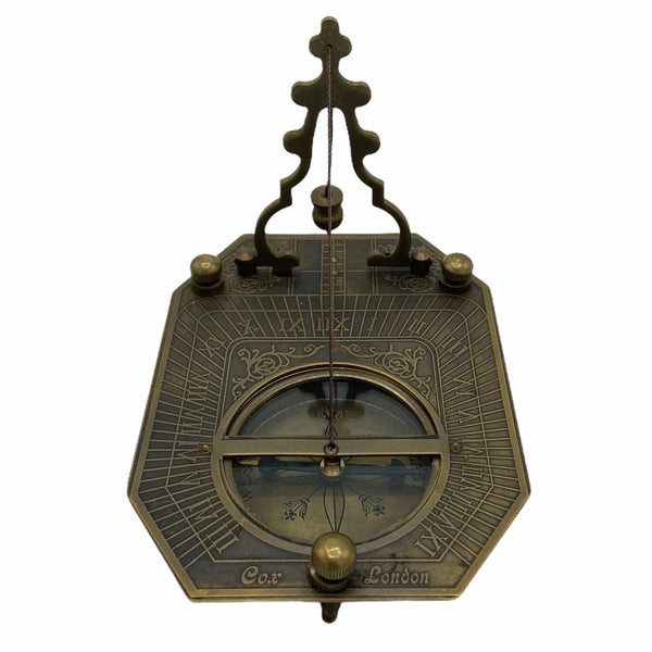 Bronze 4" Plumb-line Folding Sundial Compass in a wood box