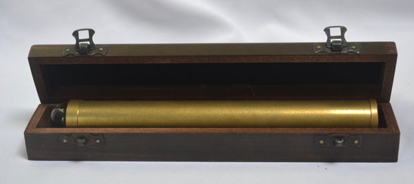 Large 9" Long Brass Ball Teleidoscope Kaleidoscope in a wood box