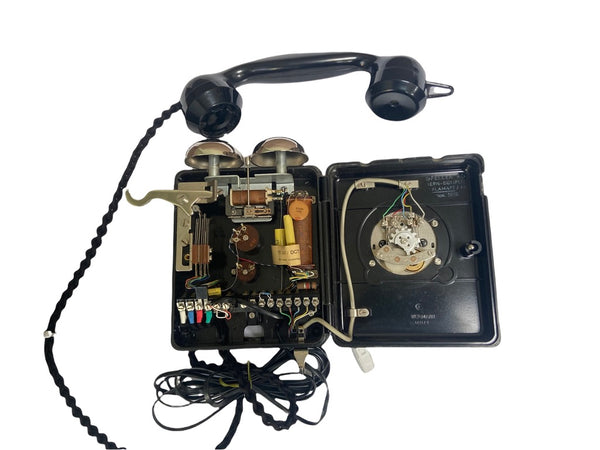 1950's Antique Black Swiss Wall Bakelite Telephone