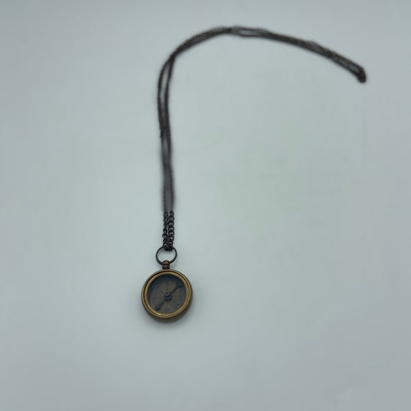 Compass on a Colour Matching Chain ( Brass, Bronze , Chrome & Black )