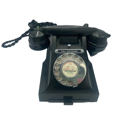 Antique 1940's British GPO ( General Post office ) Call Exchange #300 Series Black Bakelite Telephone
