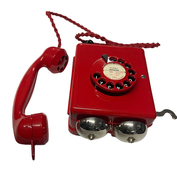 Antique WEIDMANN Swiss 1950's Red Coated Bakelite Wall Telephone