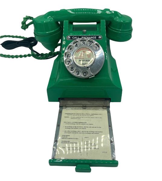 Antique 1940's British GPO Call Exchange #300 Series Lime Green  Bakelite Telephone