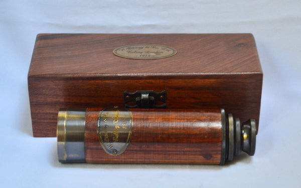 15.5" Black Wood Ottway 4 Draw Telescope in a wood box
