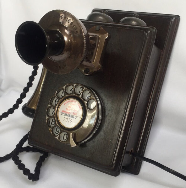 Bronze 1930's Style Wood Wall Working Telephone