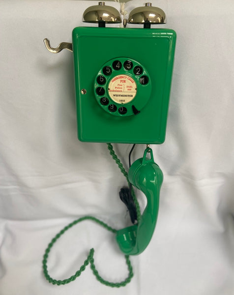 Antique Swiss WEIDMANN 1950's Lime Green Bakelite Wall Telephone