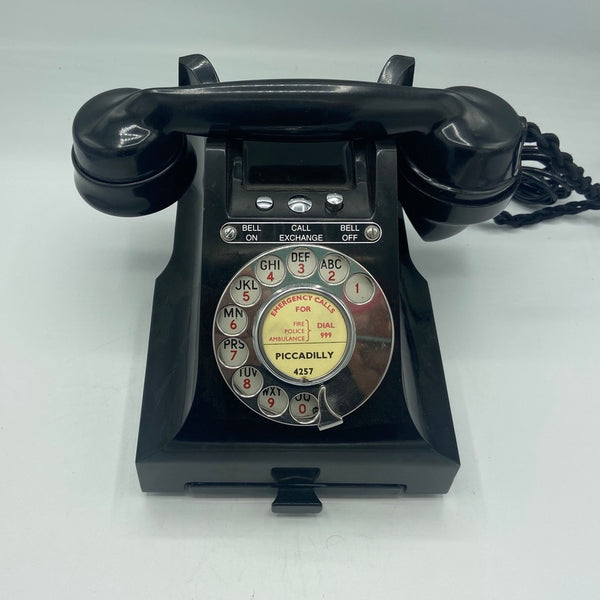1940's English GPO ( General Post Office ) Black Bakelite #300 Series Desk Telephone Bell On/Off with a Tray  Regular price