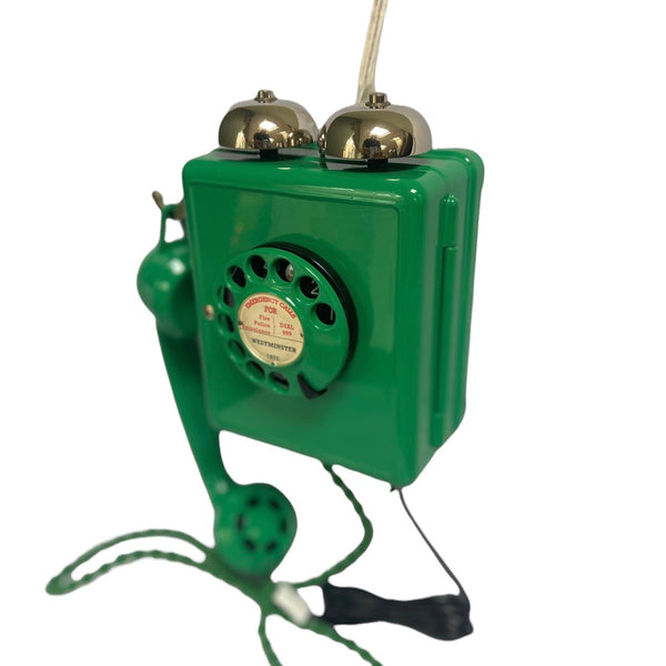 Antique Swiss WEIDMANN 1950's Lime Green Bakelite Wall Telephone