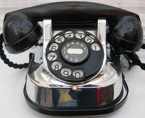 Chrome Antique 1950's Belgian Bell Telephone with a Caring Handle