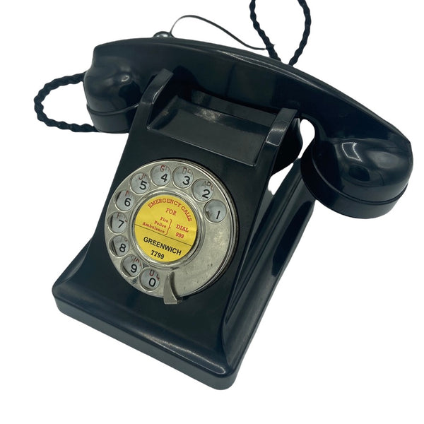 Antique Black 1950's Antique Swiss Table Bakelite Telephone