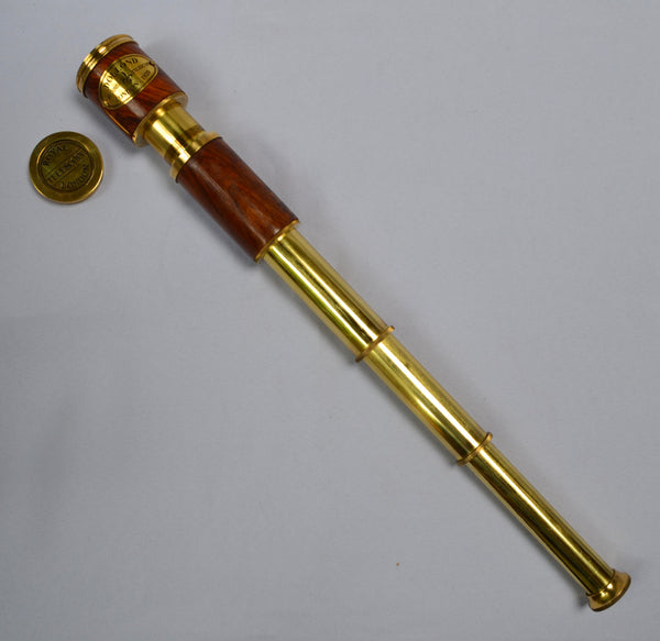 16" Brass & Wood Dolland 4 Draw Telescope in a wood box