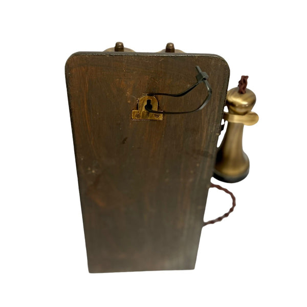 Brushed 1930's Style Wooden Wall Telephone with a Shelf