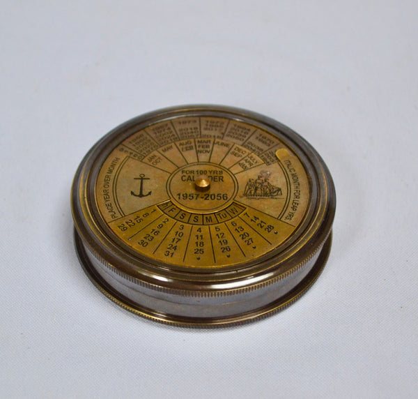 3" Large Black Calendar Compass in a wood box