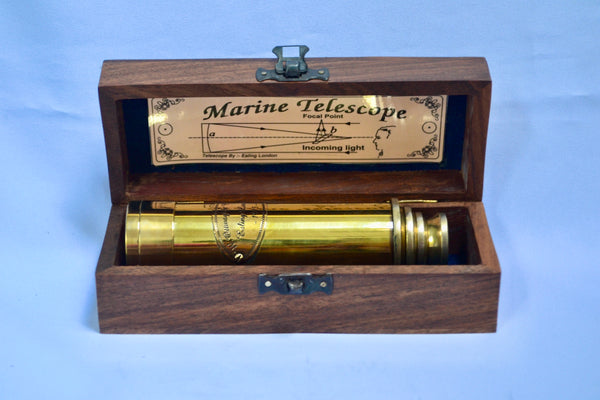 15.5" Brass Ottway 4 Draw Telescope in a wood box