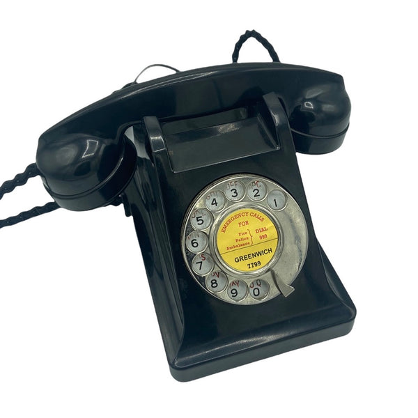 Antique Black 1950's Antique Swiss Table Bakelite Telephone