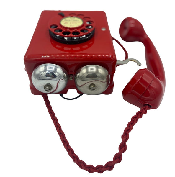 Antique WEIDMANN Swiss 1950's Red Bakelite Wall Telephone