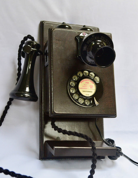 Black Wood 1920/30s Wall Telephone with a Shelf