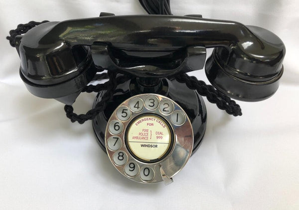 Chrome Dial Bakelite Cradle Telephone