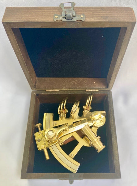Medium Brass Lifeboat Midi Sextant in a wood box