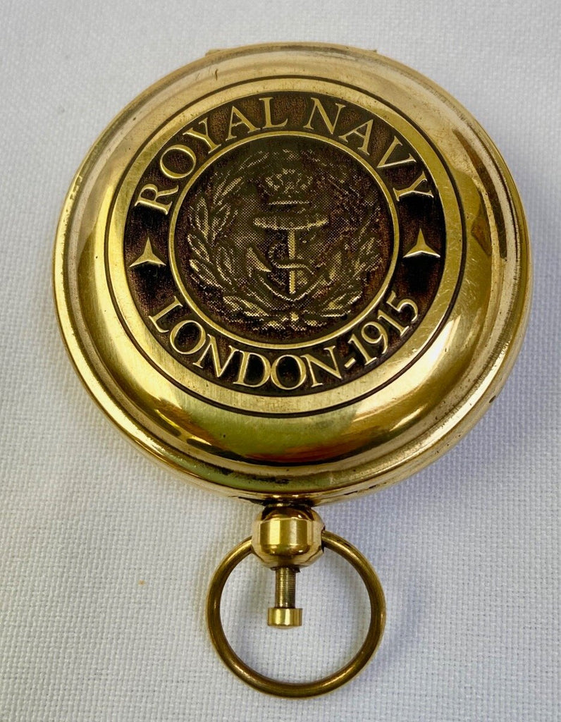 Brass Beautiful Nautical Royel Navy London- 1915 Authentic Compass With Case