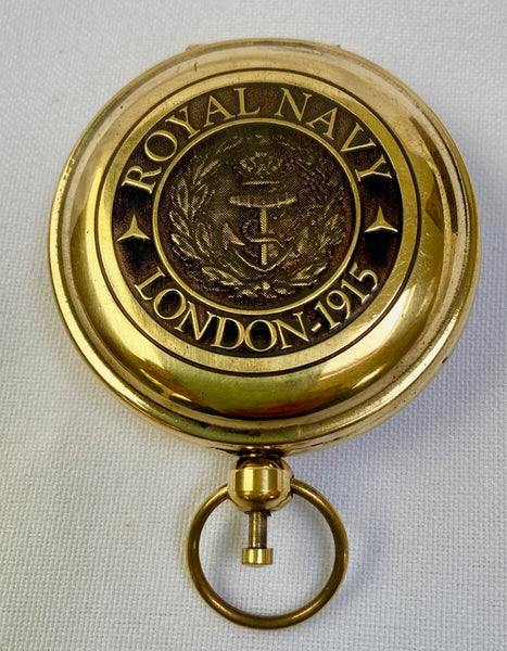 Brass Royal Navy Style 2" Pocket Compass in a Wood Box