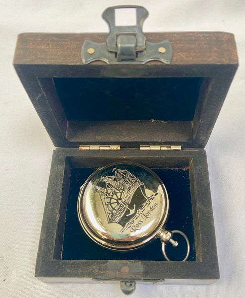 Chrome 2: Ship Pocket Compass in a wood box